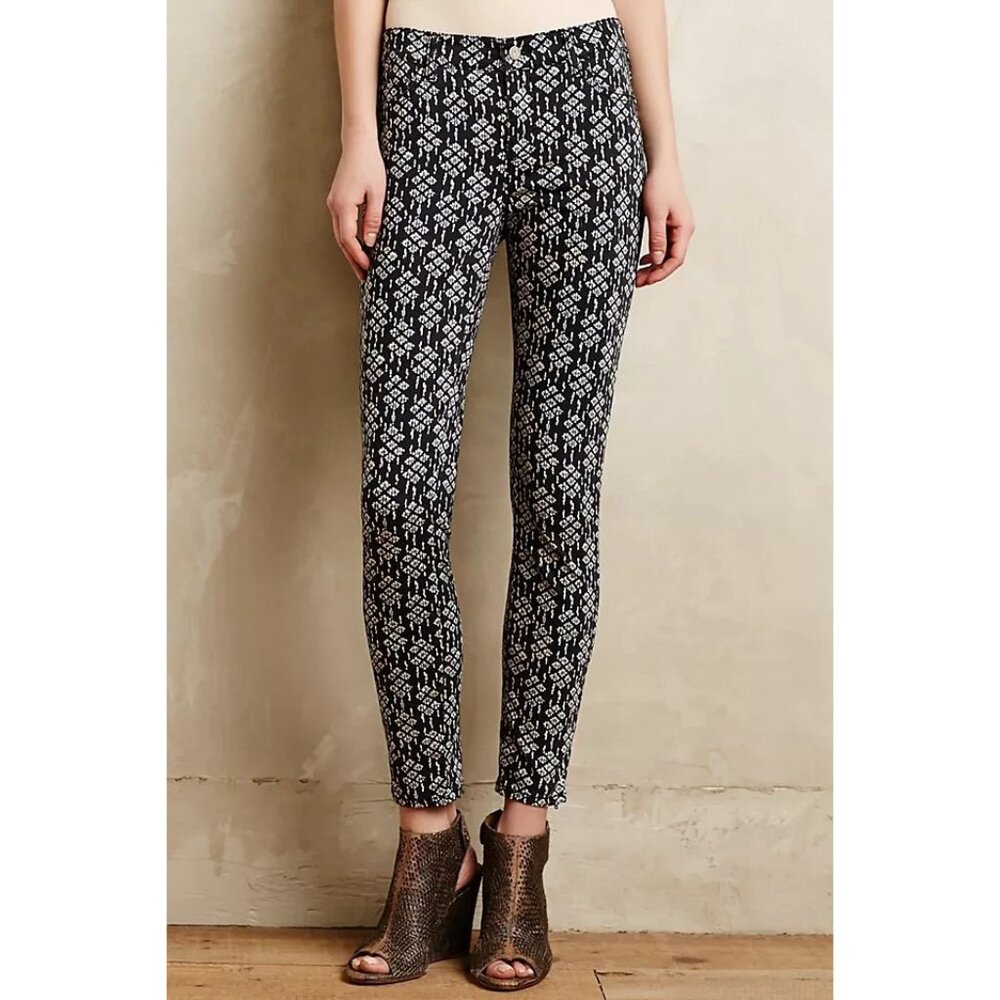 Pilcro and the Letterpress Serif Skinny Pants 29 Navy Blue Mid-Rise Ankle Zip